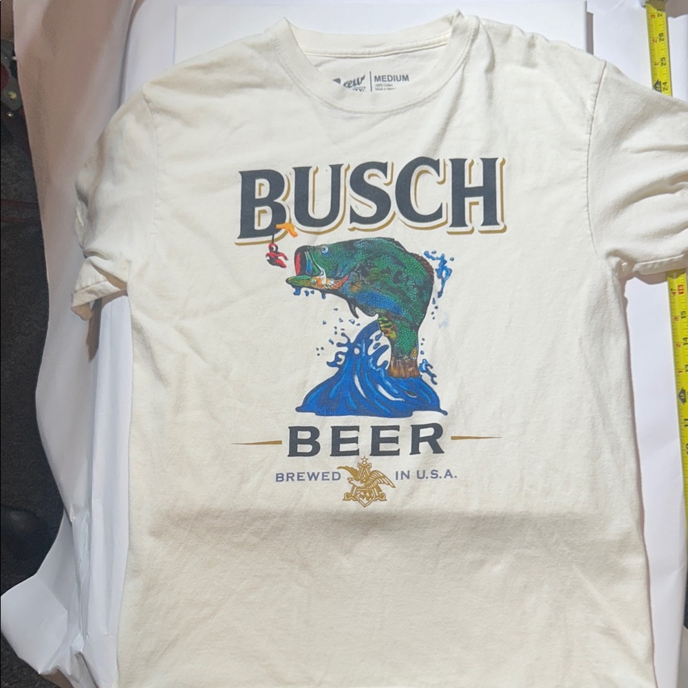 Busch Beer Bass Fishing Graphic T-Shirt - Cream